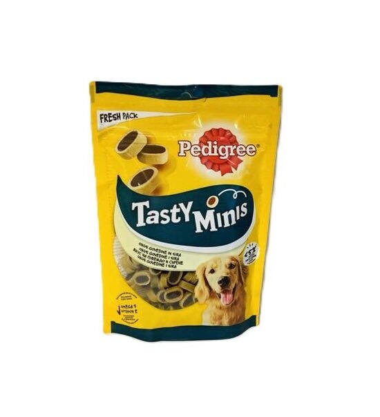 Pedigree Tasty Minis papildbarība pieaugušiem suņiem ar liellopa un siera garšu